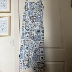 Abercrombie & Fitch Blue and White Tile Print Dress